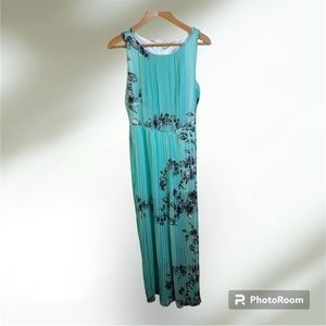 Cheng Xin Populai Floral Maxi Dress Sleeveless Pleated Green Bohemian Wedding MD